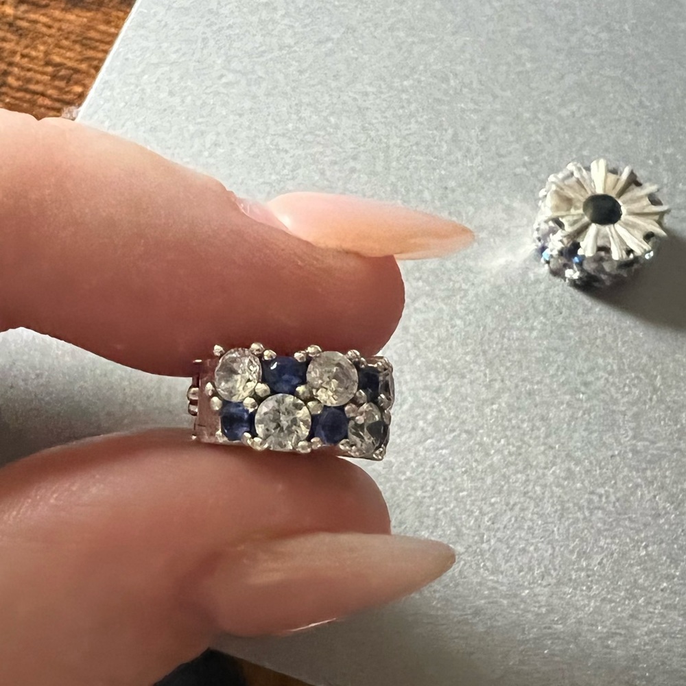 Set of 2 Pandora Pave Clips blue